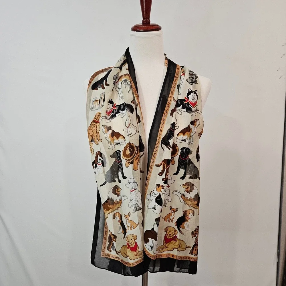 Dog Print‎ Scarf Lightweight Dog Mom Puppy 58 inch